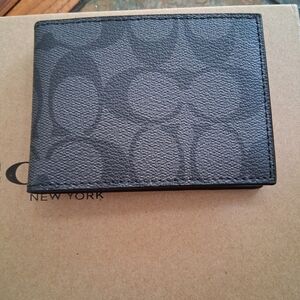 Coach Black Men's Wallet Bifold Wallet 🆔🪪 💳 Black Grey Leather